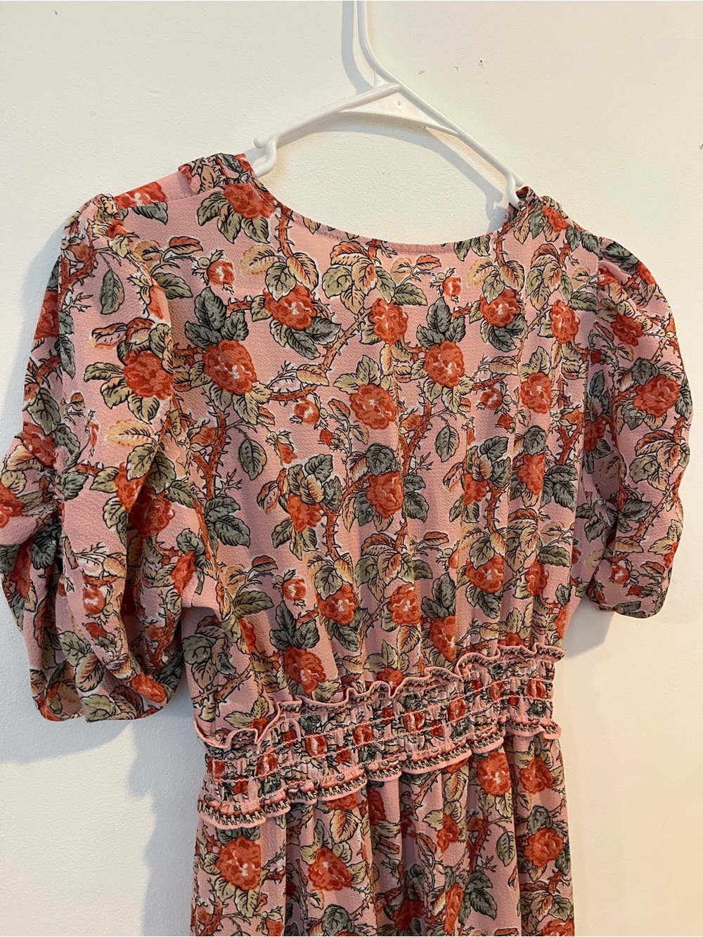 Max Studio Floral V-Neck Midi Dress - Peach Floral - Picture 12 of 13